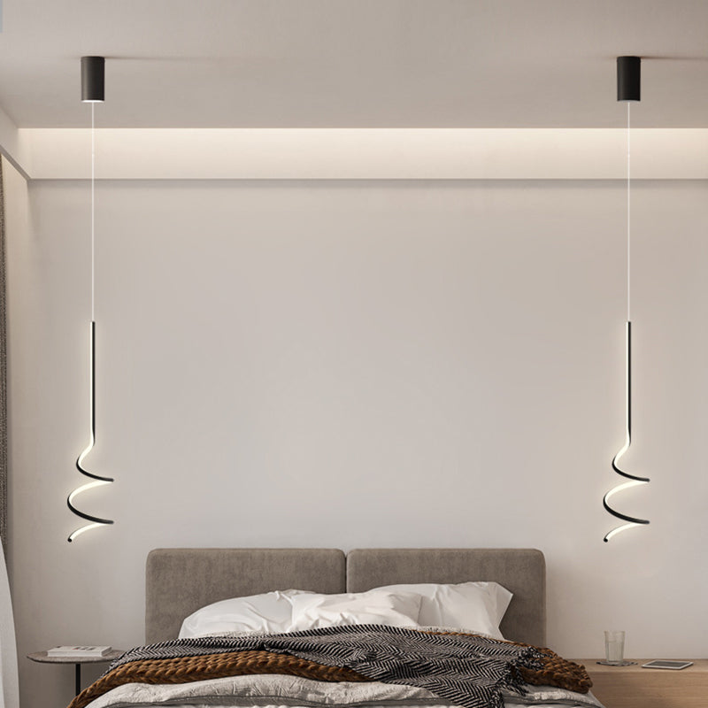 Modern Minimalist Aluminum Iron Square LED Pendant Light For Bedroom