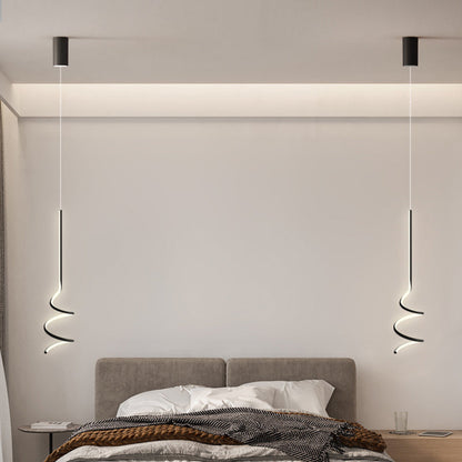 Modern Minimalist Aluminum Iron Square LED Pendant Light For Bedroom