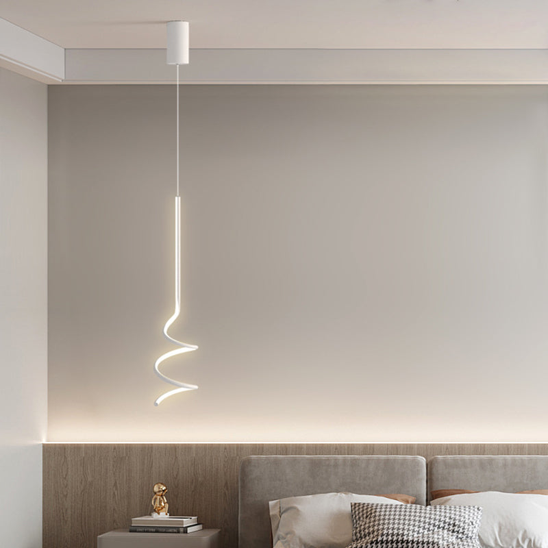 Modern Minimalist Aluminum Iron Square LED Pendant Light For Bedroom