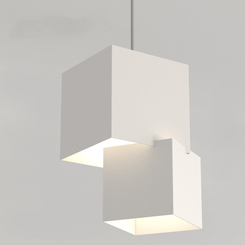 Modern Minimalist Aluminum Iron Square LED Pendant Light For Bedroom