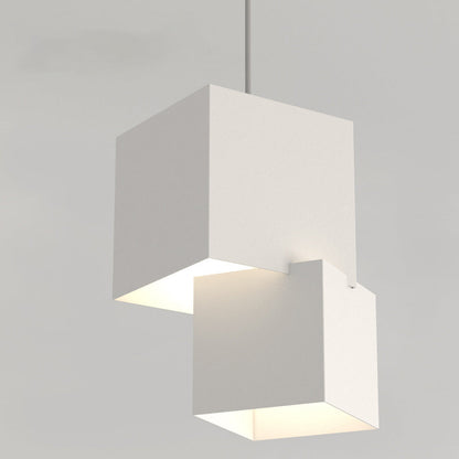 Modern Minimalist Aluminum Iron Square LED Pendant Light For Bedroom