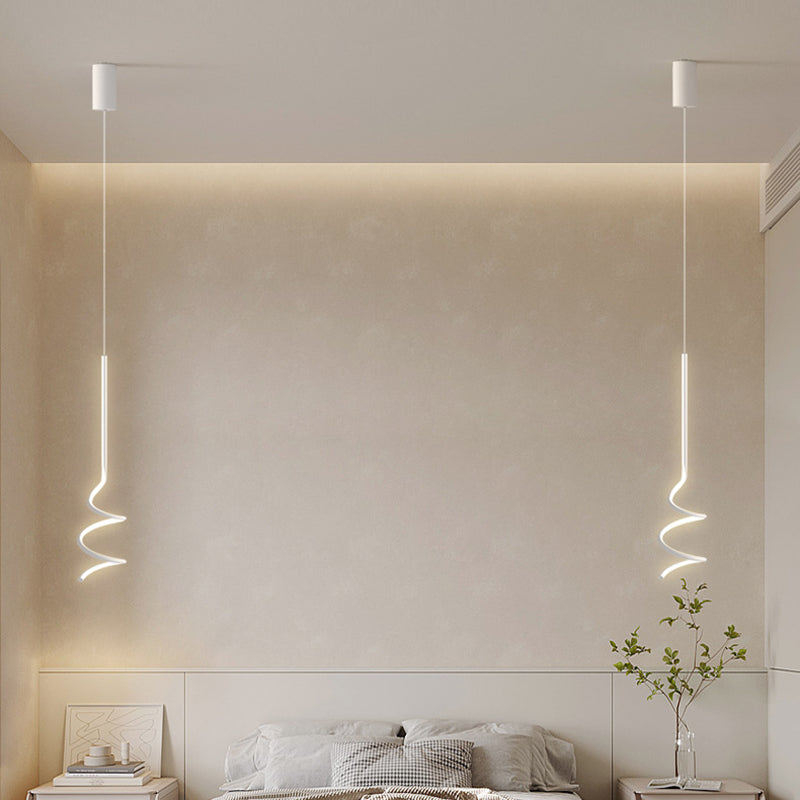 Modern Minimalist Aluminum Iron Square LED Pendant Light For Bedroom