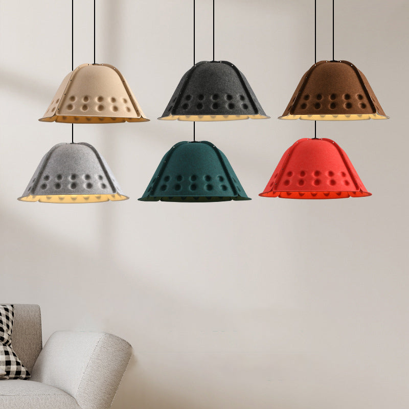 Contemporary Scandinavian Cotton Iron Flower High-Density Sound Absorption And Noise Reduction 1-Light Pendant Light For Dining Room