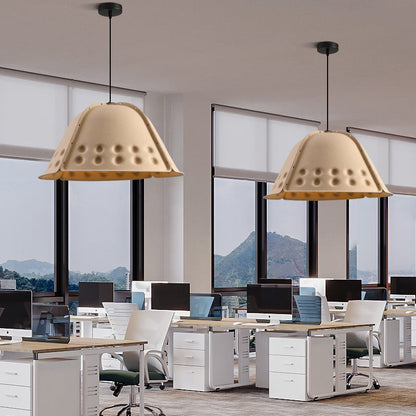 Contemporary Scandinavian Cotton Iron Flower High-Density Sound Absorption And Noise Reduction 1-Light Pendant Light For Dining Room