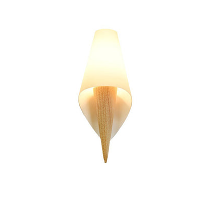 Contemporary Scandinavian Wood Glass Ice Cream 1-Light Wall Sconce Lamp For Bedroom
