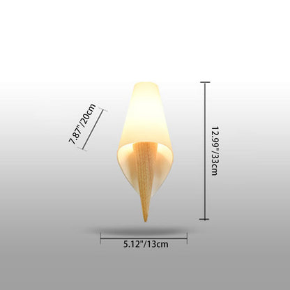 Contemporary Scandinavian Wood Glass Ice Cream 1-Light Wall Sconce Lamp For Bedroom