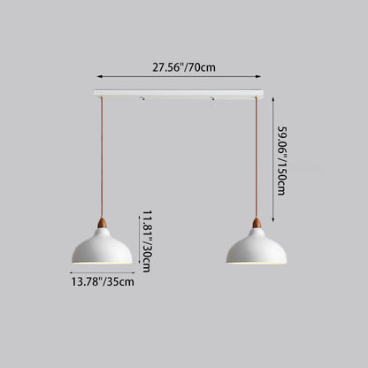 Contemporary Scandinavian Iron Wood Bowl 1/2/3 Light Pendant Light For Dining Room