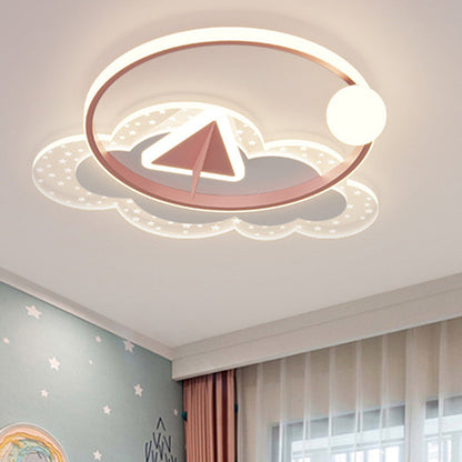 Modern Art Deco Iron Acrylic Kids Arrowhead LED Flush Mount Ceiling Light For Bedroom