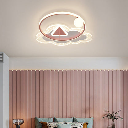 Modern Art Deco Iron Acrylic Kids Arrowhead LED Flush Mount Ceiling Light For Bedroom
