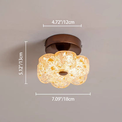 伝統的なフランス製カーボンスチール樹脂製花びら型金箔LEDセミフラッシュマウント天井照明（玄関用） 