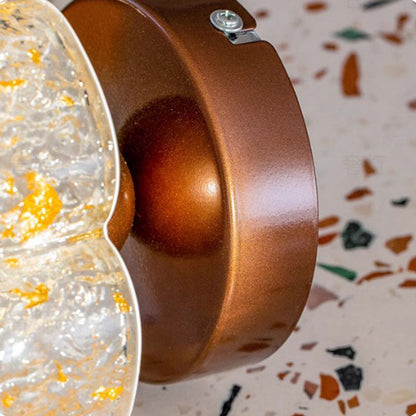 伝統的なフランス製カーボンスチール樹脂製花びら型金箔LEDセミフラッシュマウント天井照明（玄関用） 