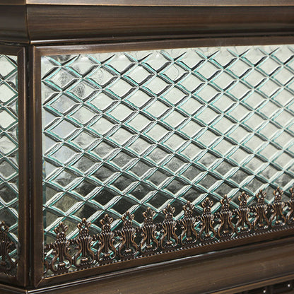 Traditional Chinese Waterproof Copper Glass Square LED 1-Light Landscape Lighting Outdoor Light For Garden