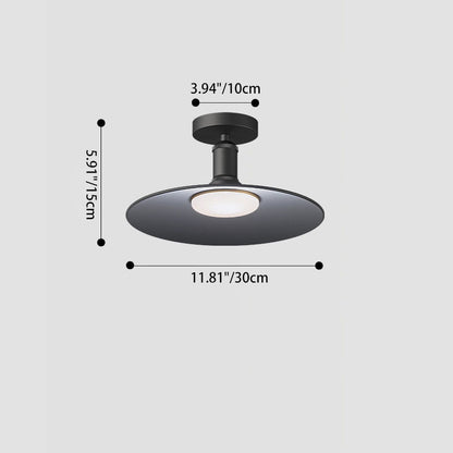 Contemporary Industrial Waterproof Aluminum Glass Round LED Semi-Flush Mount Ceiling Light For Outdoor Patio