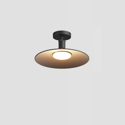 Contemporary Industrial Waterproof Aluminum Glass Round LED Semi-Flush Mount Ceiling Light For Outdoor Patio