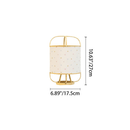 Traditional Japanese Bamboo Imitation Vellum Round 1-Light Table Lamp For Study