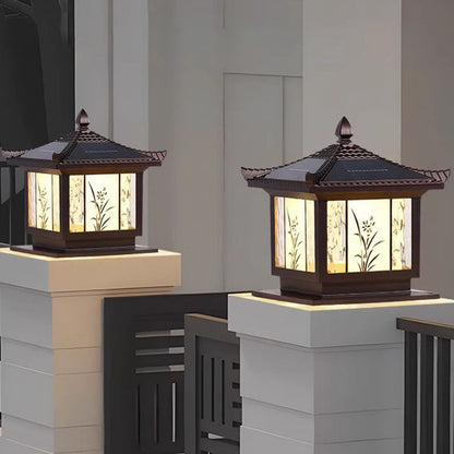 Traditional Chinese Waterproof Solar Aluminum Glass Square LED Landscape Lighting Outdoor Light For Outdoor Patio