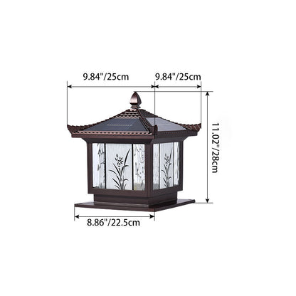 Traditional Chinese Waterproof Solar Aluminum Glass Square LED Landscape Lighting Outdoor Light For Outdoor Patio