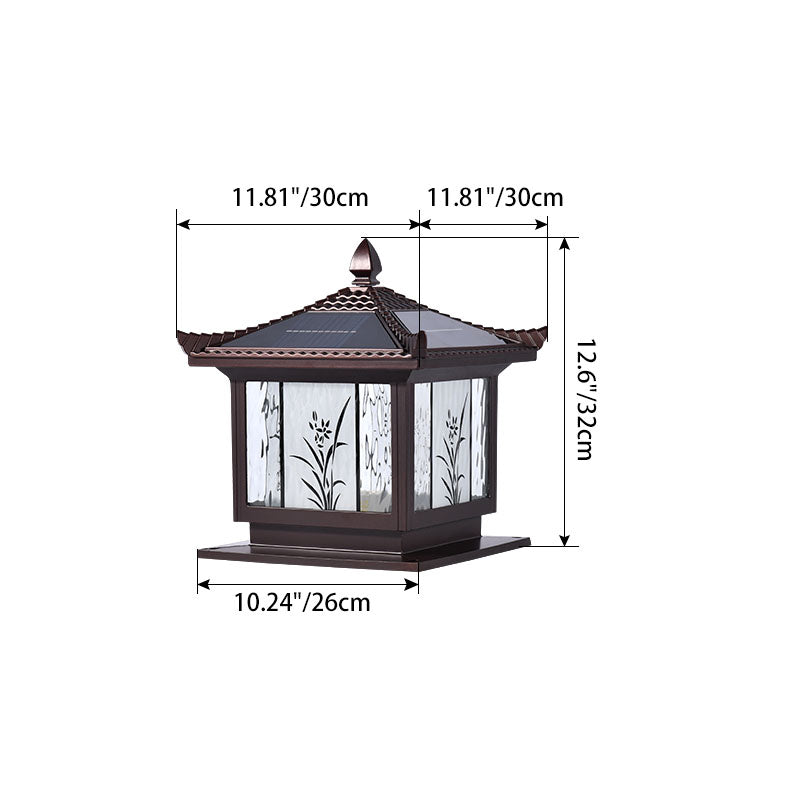 Traditional Chinese Waterproof Solar Aluminum Glass Square LED Landscape Lighting Outdoor Light For Outdoor Patio