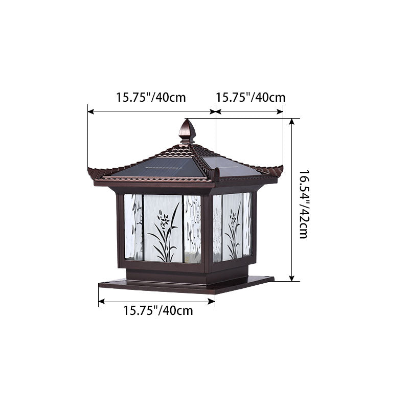 Traditional Chinese Waterproof Solar Aluminum Glass Square LED Landscape Lighting Outdoor Light For Outdoor Patio