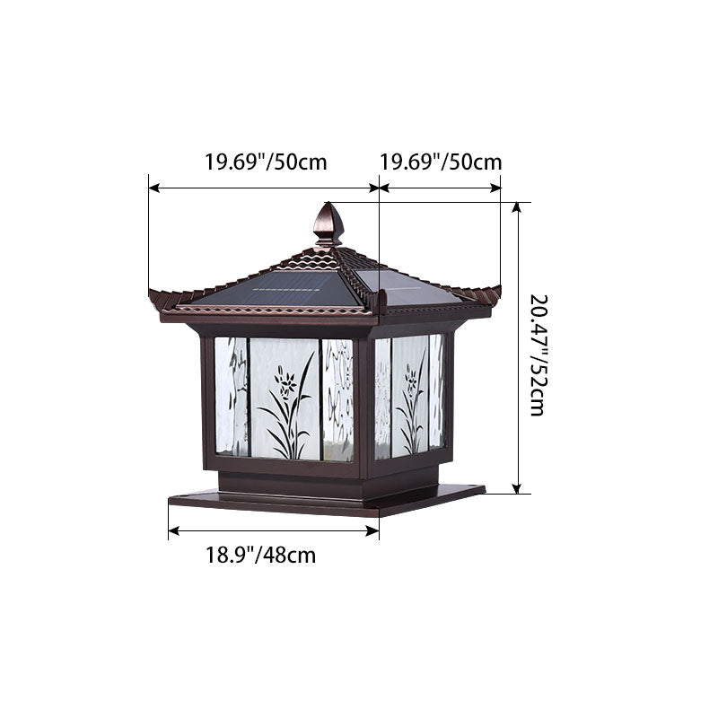 Traditional Chinese Waterproof Solar Aluminum Glass Square LED Landscape Lighting Outdoor Light For Outdoor Patio