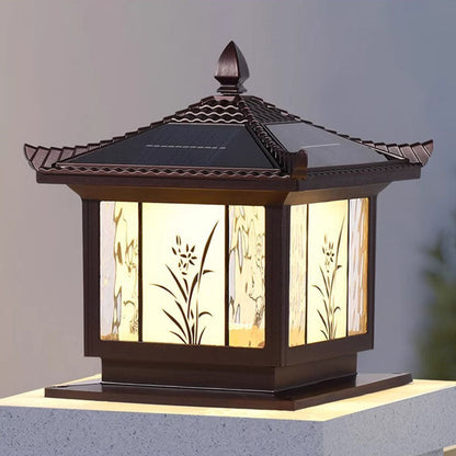 Traditional Chinese Waterproof Solar Aluminum Glass Square LED Landscape Lighting Outdoor Light For Outdoor Patio