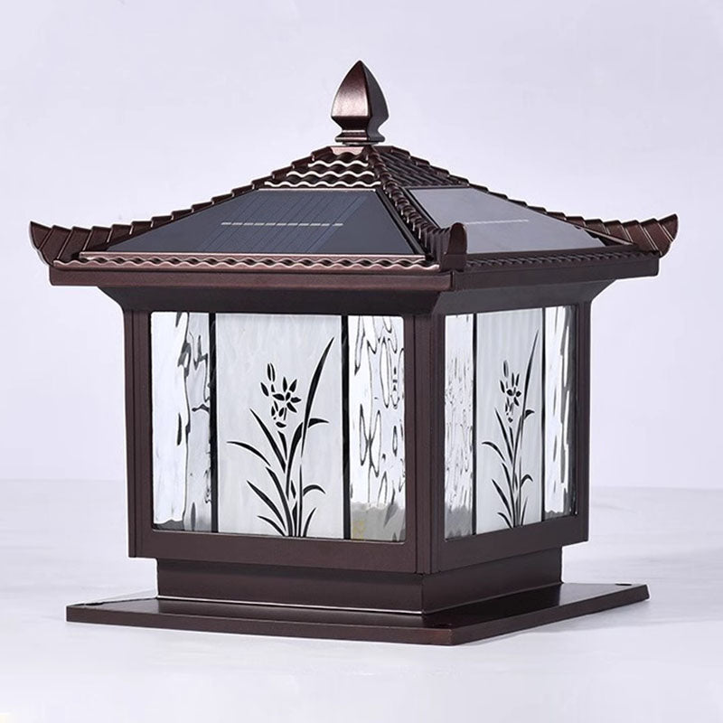 Traditional Chinese Waterproof Solar Aluminum Glass Square LED Landscape Lighting Outdoor Light For Outdoor Patio