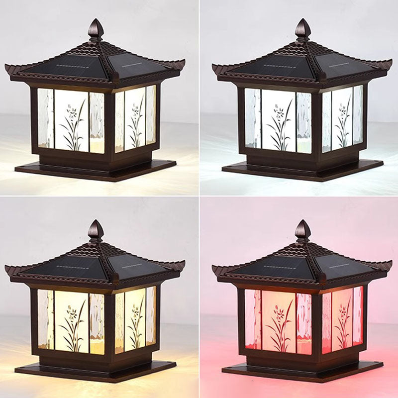 Traditional Chinese Waterproof Solar Aluminum Glass Square LED Landscape Lighting Outdoor Light For Outdoor Patio