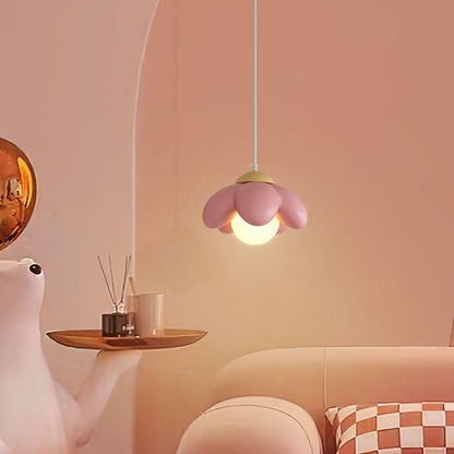 Contemporary Scandinavian Resin Wood Flower 1-Light Pendant Light For Dining Room