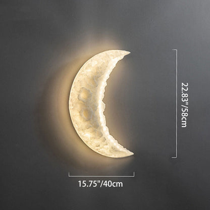 مصباح حائط LED على شكل قمر من الراتينج المقاوم للصدأ بتصميم آرت ديكو الحديث لغرفة المعيشة 