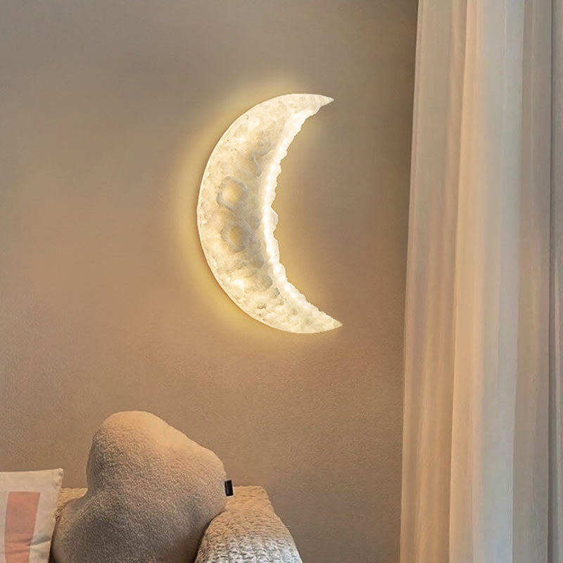 مصباح حائط LED على شكل قمر من الراتينج المقاوم للصدأ بتصميم آرت ديكو الحديث لغرفة المعيشة 