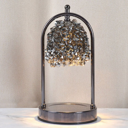 Modern Art Deco Iron Crystal Round 1-Light Melting Wax Table Lamp For Bedroom