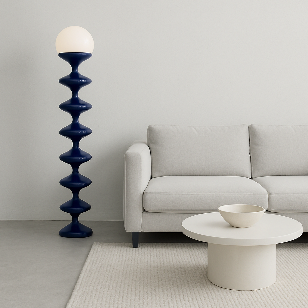 Contemporary Scandinavian Iron Acrylic Cream Round 1-Light Standing Floor Lamp For Bedroom