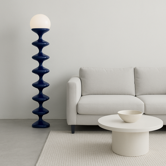 Contemporary Scandinavian Iron Acrylic Cream Round 1-Light Standing Floor Lamp For Bedroom