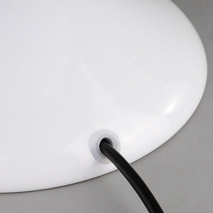 Contemporary Scandinavian Iron Acrylic Cream Round 1-Light Table Lamp For Bedroom