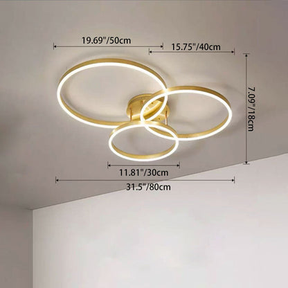 Modern Minimalist Aluminum Acrylic Round LED Semi-Flush Mount Ceiling Light For Living Room