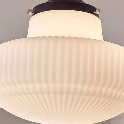 Traditional French Iron Glass Round 1-Light Semi-Flush Mount Ceiling Light For Living Room