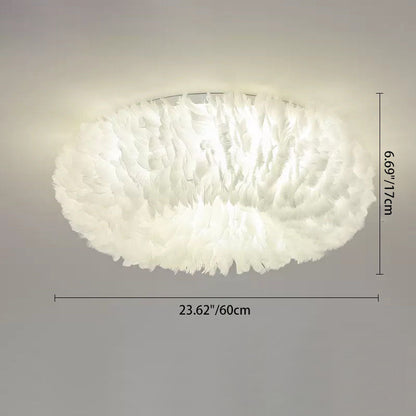 Modern Art Deco Feather Iron Wreath Round 3/6/8 Light Flush Mount Ceiling Light For Bedroom