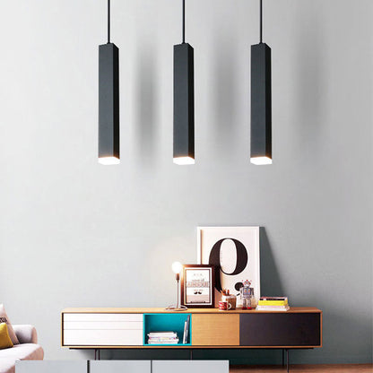 Modern Minimalist Aluminum Glass Linear LED Pendant Light For Living Room