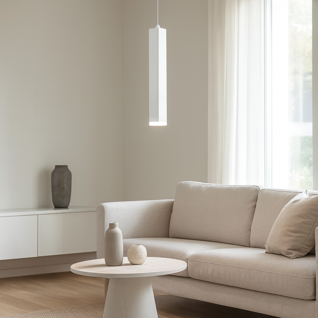 Modern Minimalist Aluminum Glass Linear LED Pendant Light For Living Room