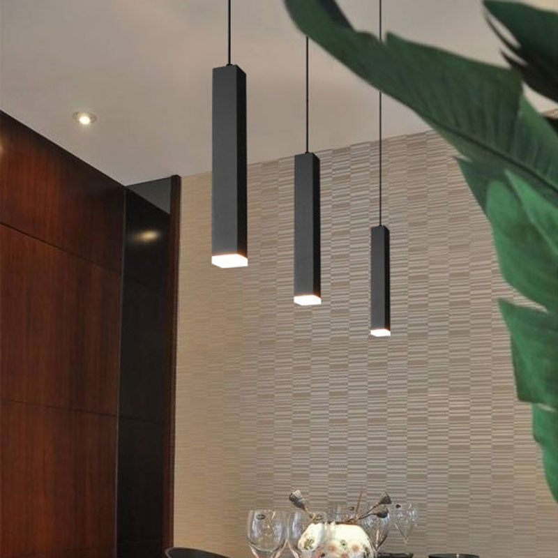 Modern Minimalist Aluminum Glass Linear LED Pendant Light For Living Room