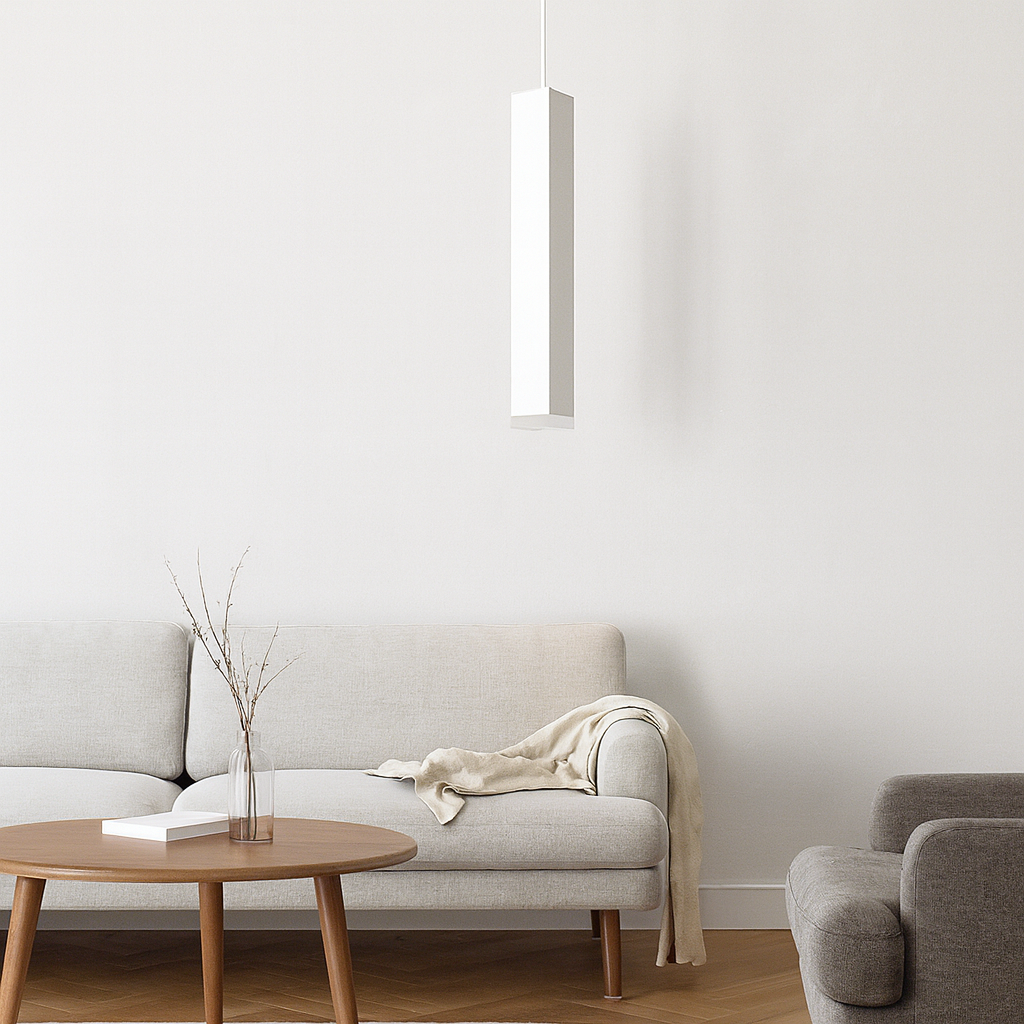 Modern Minimalist Aluminum Glass Linear LED Pendant Light For Living Room