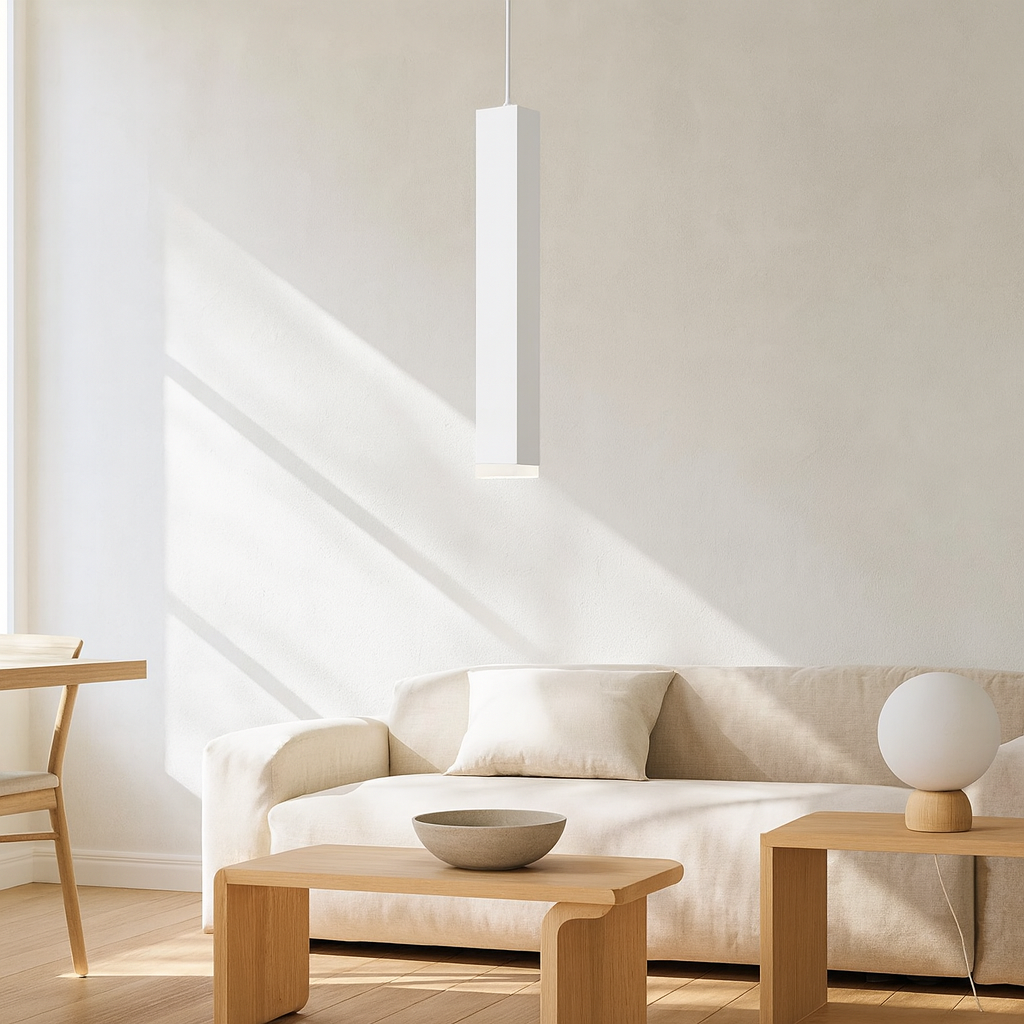 Modern Minimalist Aluminum Glass Linear LED Pendant Light For Living Room