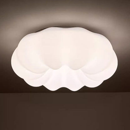 Modern Minimalist Iron PE Cream Round LED Flush Mount Ceiling Light For Hallway