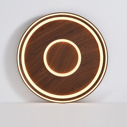 Contemporary Retro Iron Acrylic Aluminum Faux Leather Round LED Flush Mount Ceiling Light For Living Room