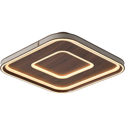 Contemporary Retro Iron Acrylic Aluminum Faux Leather Round LED Flush Mount Ceiling Light For Living Room