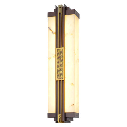 Traditional Chinese Waterproof Stainless Steel Resin Imitation Marble Pattern Linear LED Wall Sconce Lamp For Outdoor Patio