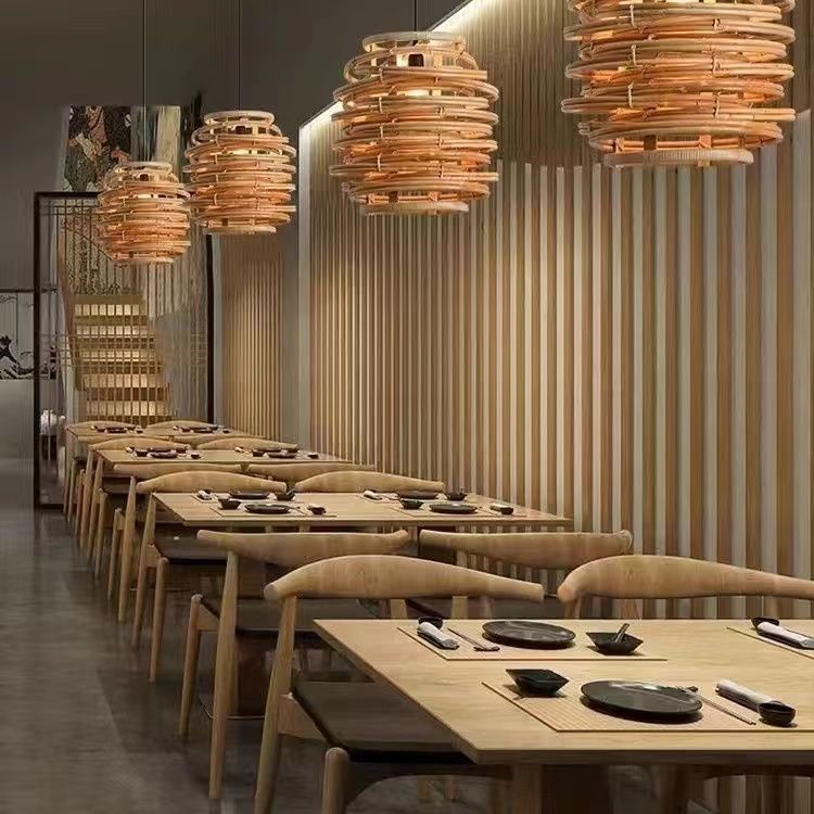 Traditional Chinese Bamboo Weaving Round 1-Light Pendant Light For Dining Room