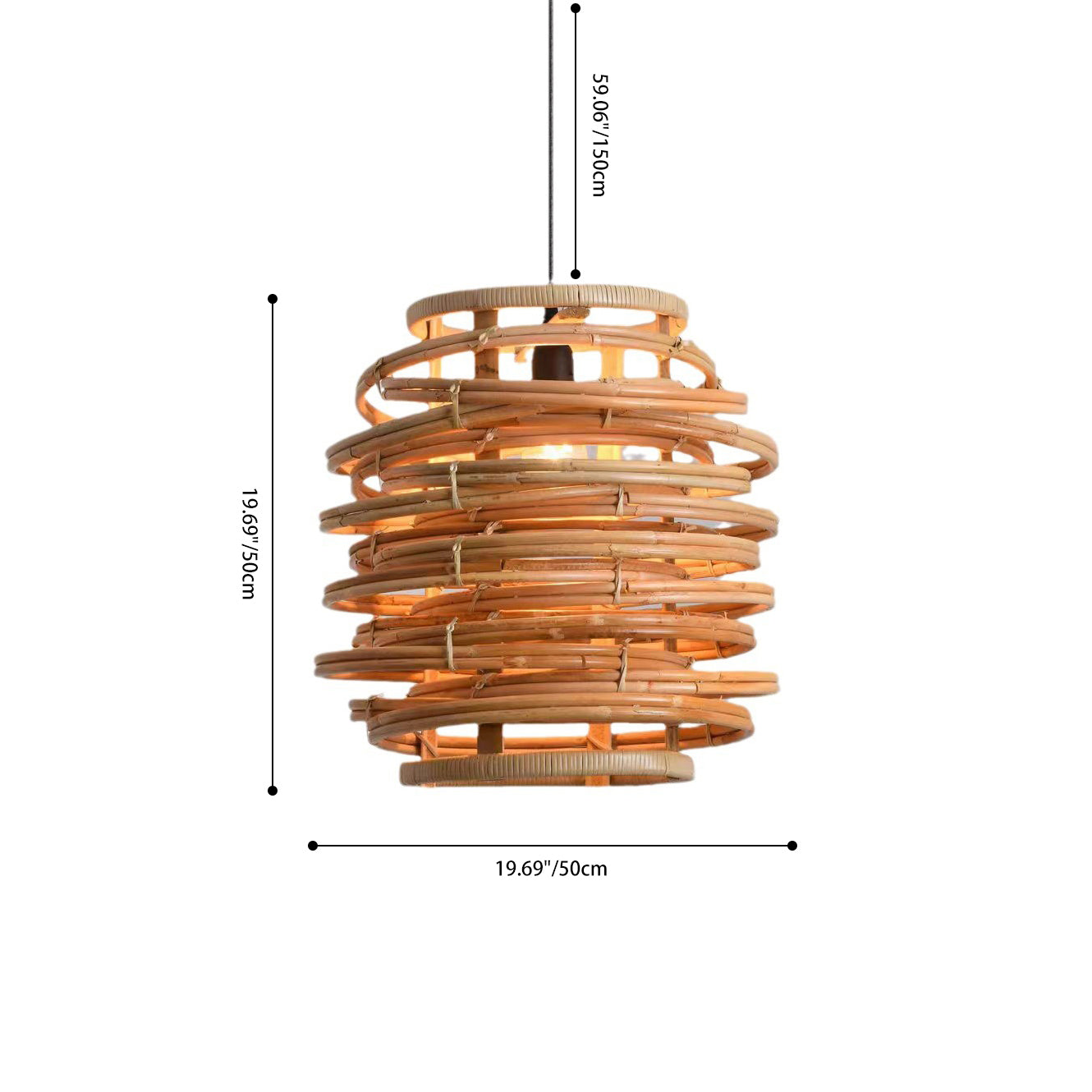 Traditional Chinese Bamboo Weaving Round 1-Light Pendant Light For Dining Room