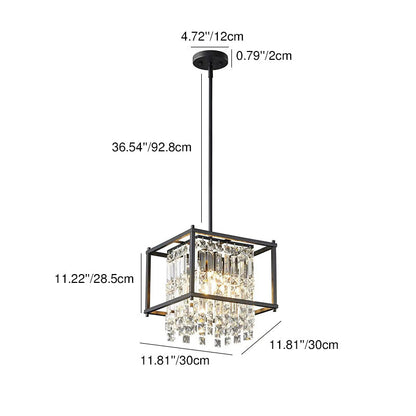 Contemporary Luxury Iron Crystal Round Square 1/3 Light Pendant Light For Bedroom