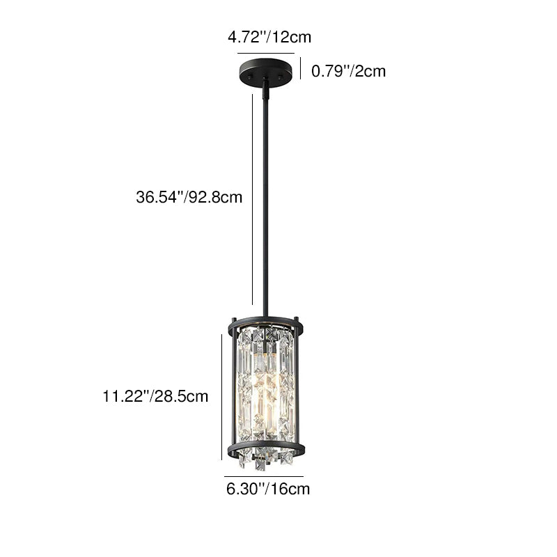 Contemporary Luxury Iron Crystal Round Square 1/3 Light Pendant Light For Bedroom